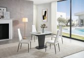 Dining Room Furniture Kitchen Tables and Chairs Sets 2417 Marble Table White with 3405 White Chairs