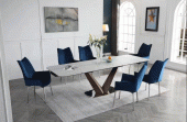 Dining Room Furniture Kitchen Tables and Chairs Sets 9188 Table with 1218 swivel blue chairs